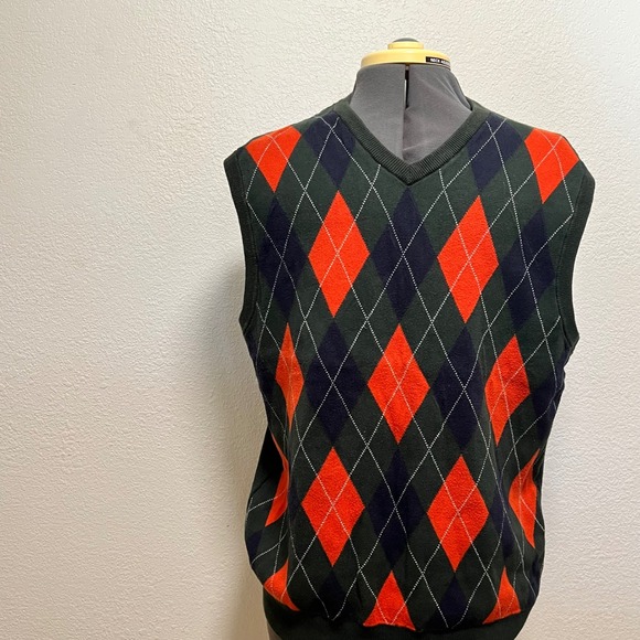 Chaps Preppy Academia Retro Golf Argyle Sweater Vest Size L - Picture 1 of 9